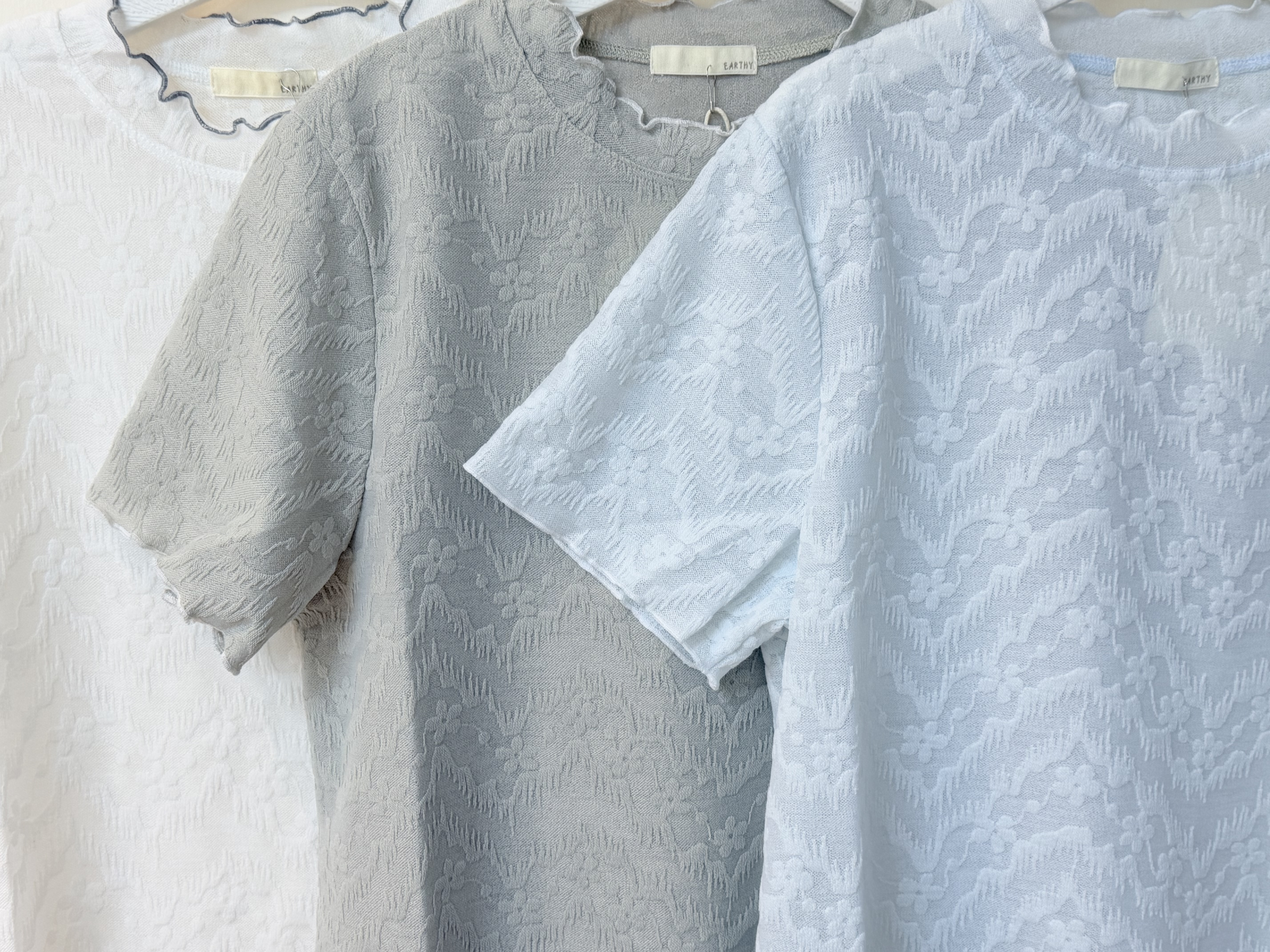 波紋暗花撞色邊Top𖧷 ⁺.