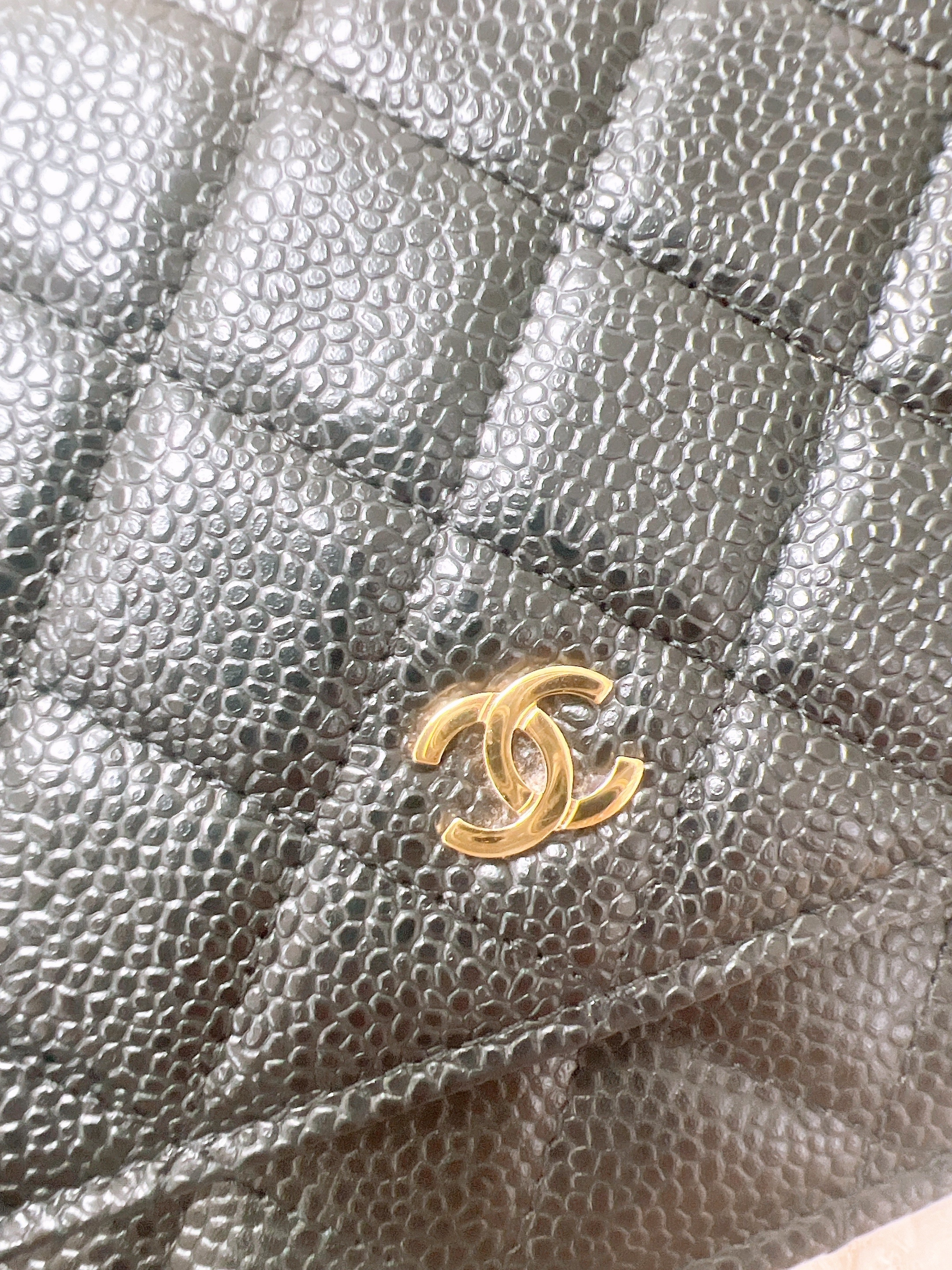 Chanel wallet on chain woc (black caviar GHW)