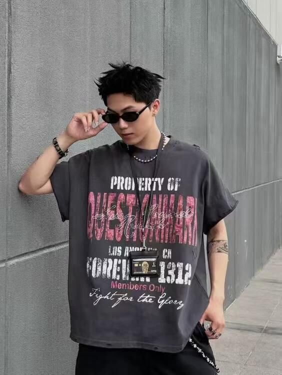 《S.V》重工水洗08做舊字母背心