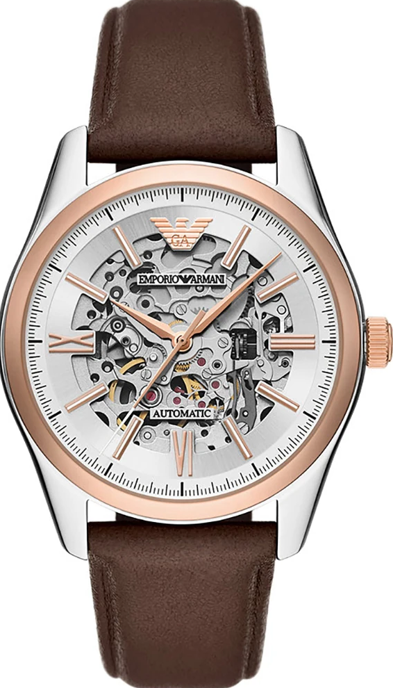 萬年鐘錶 - ARMANI  精品腕錶   經典透視錶面機械皮革男錶  AR60094  錶徑43MM