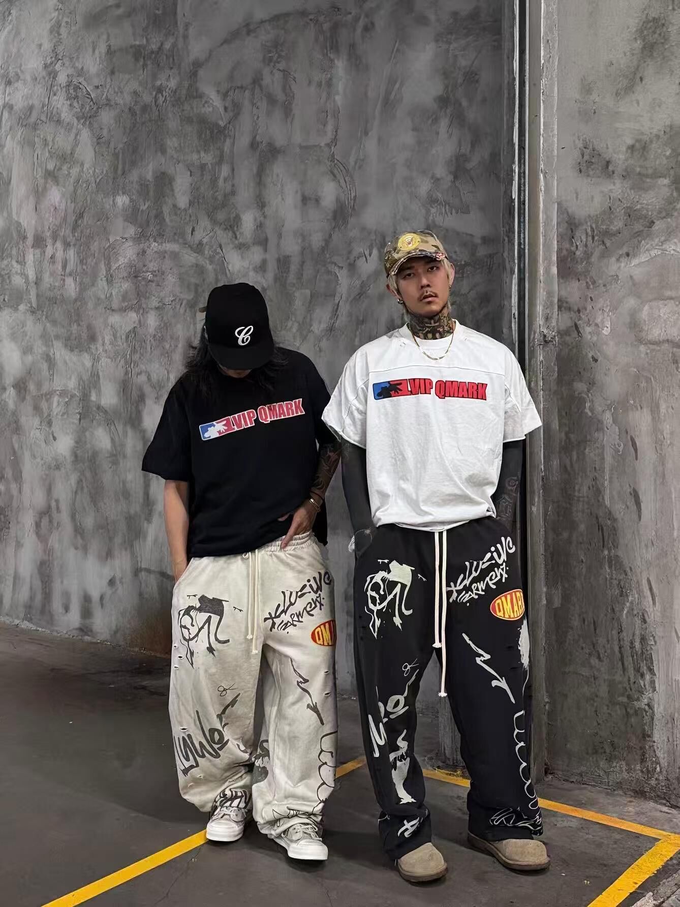 《S.V》噴漆街頭塗鴉重磅棉褲