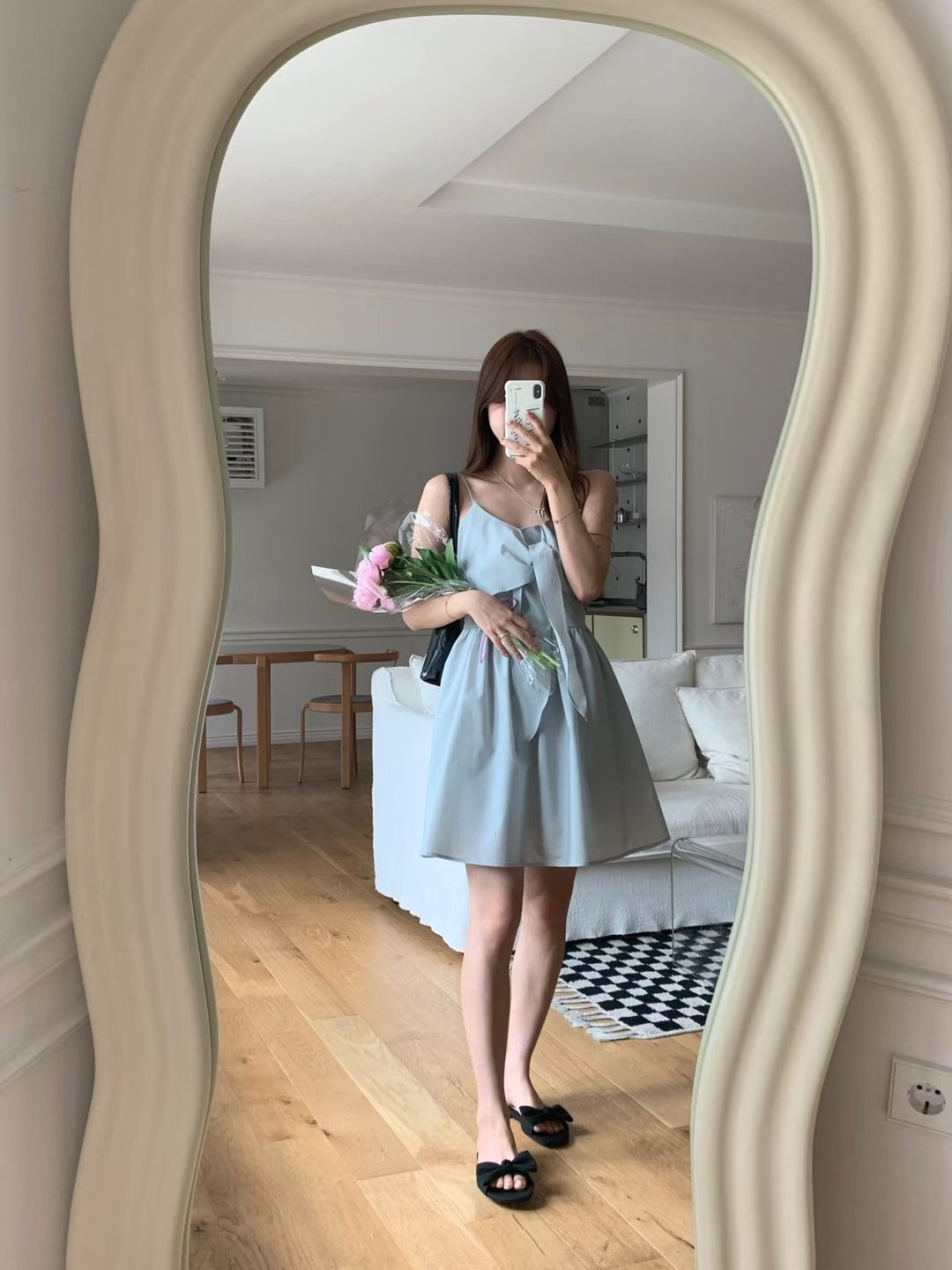 蝴蝶結吊帶連身裙