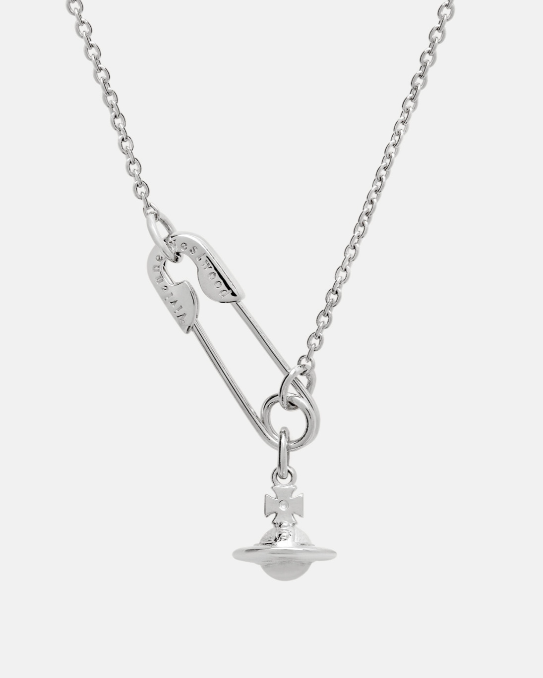 Vivienne Westwood 別針 迴紋針 小土星 吊墜 項鍊 銀色 西太后 薇薇安