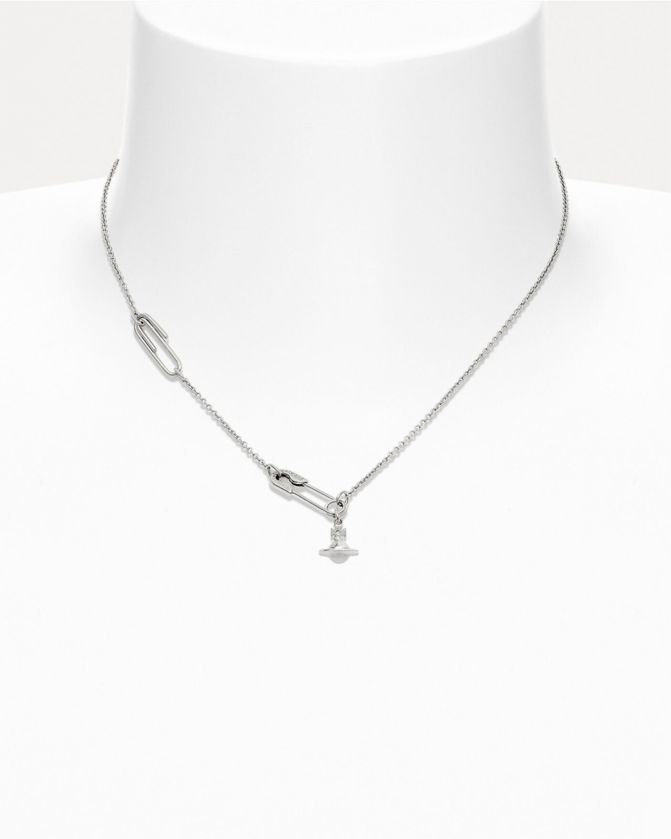 Vivienne Westwood 別針 迴紋針 小土星 吊墜 項鍊 銀色 西太后 薇薇安