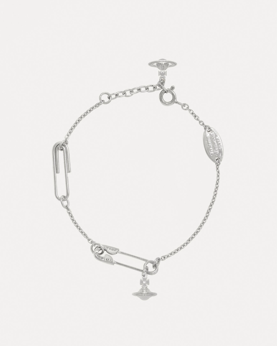 Vivienne Westwood 別針 迴紋針 小土星 手鏈 銀色 西太后 薇薇安