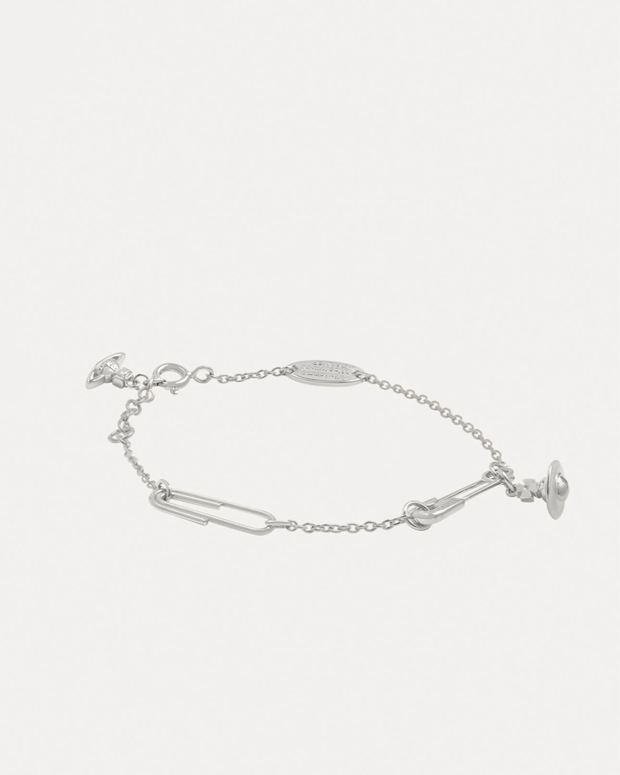 Vivienne Westwood 別針 迴紋針 小土星 手鏈 銀色 西太后 薇薇安