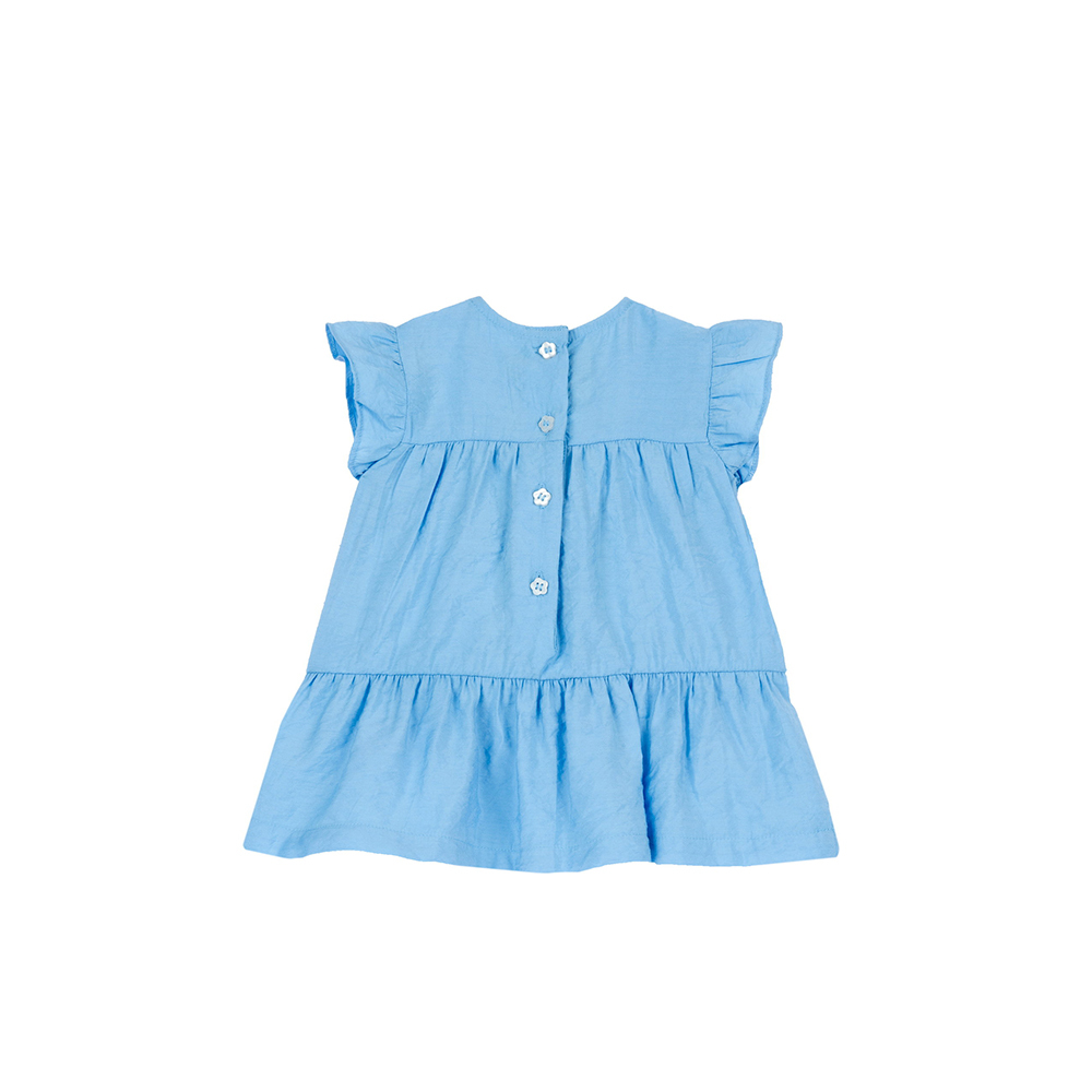 英倫花園-立體花朵層次荷葉袖洋裝