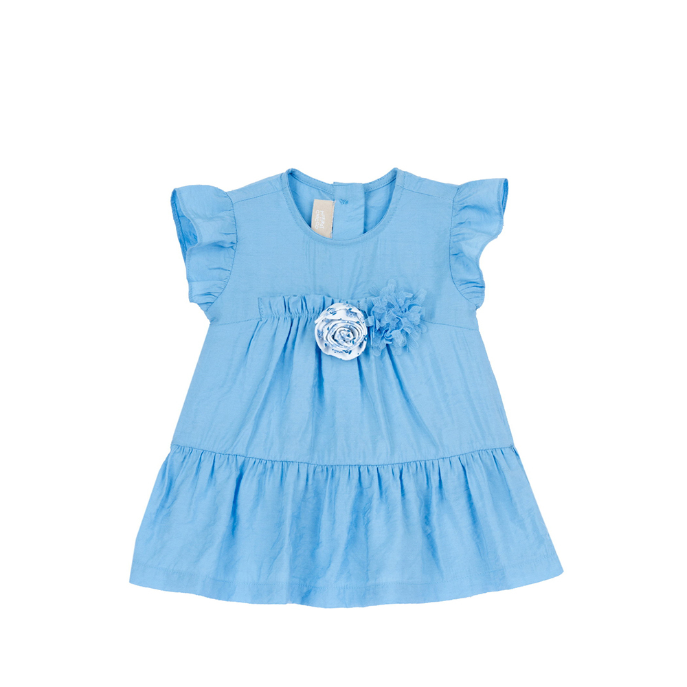 英倫花園-立體花朵層次荷葉袖洋裝