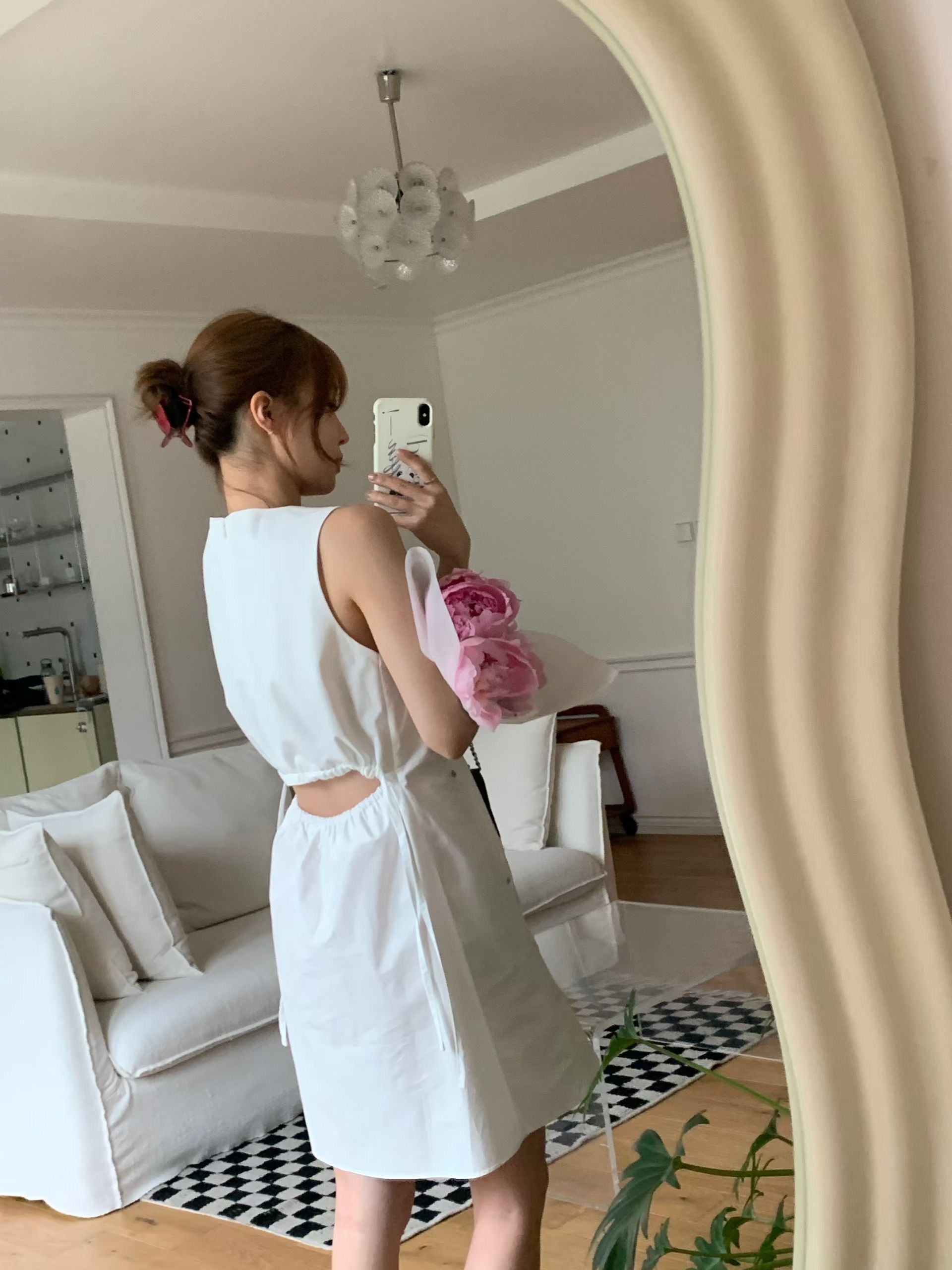 後腰鏤空背心直身裙