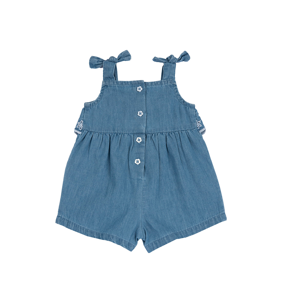 英倫花園-牛仔刺繡花邊背心吊帶短褲