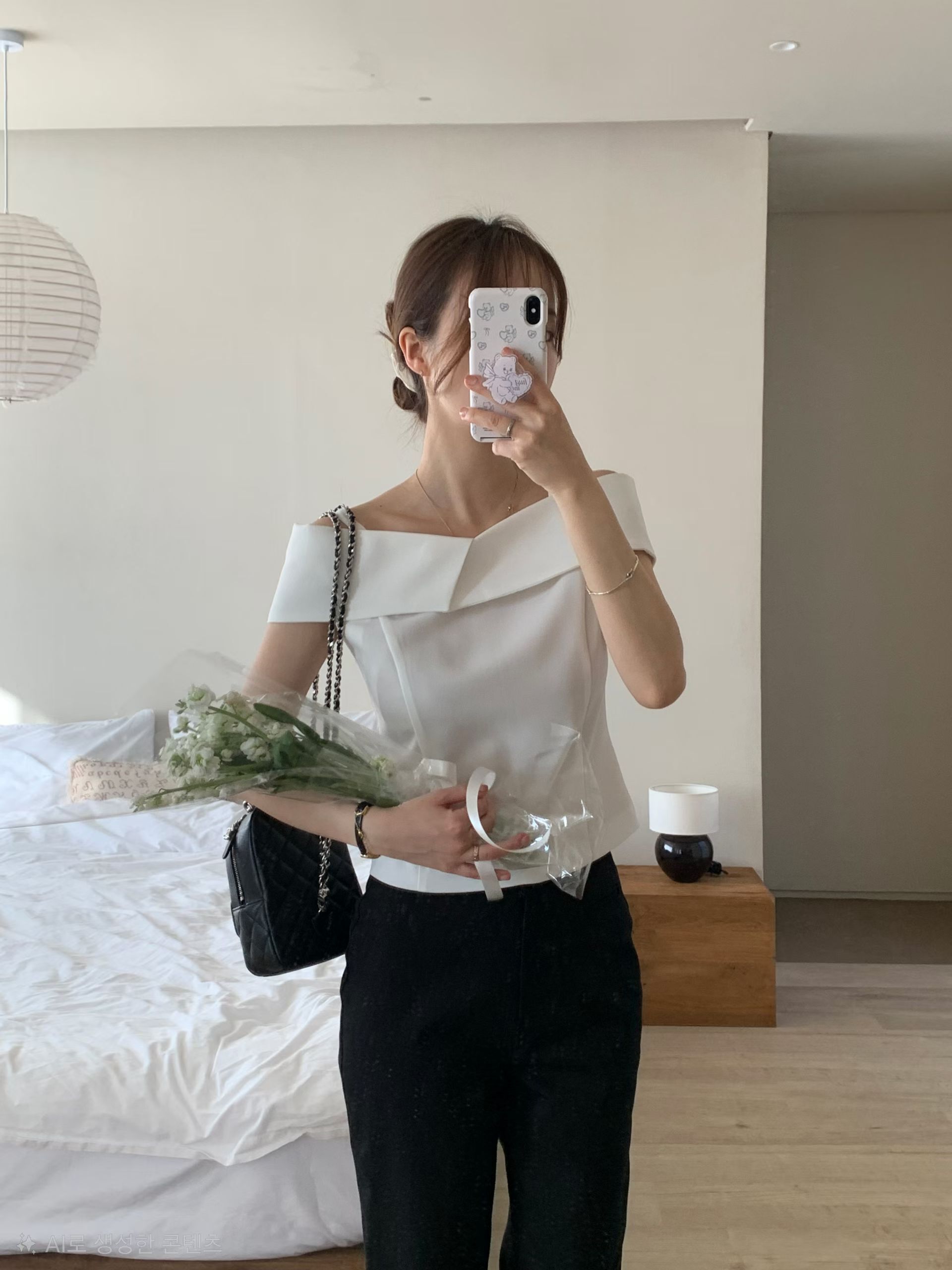 法式浪漫一字膊吊帶上衣