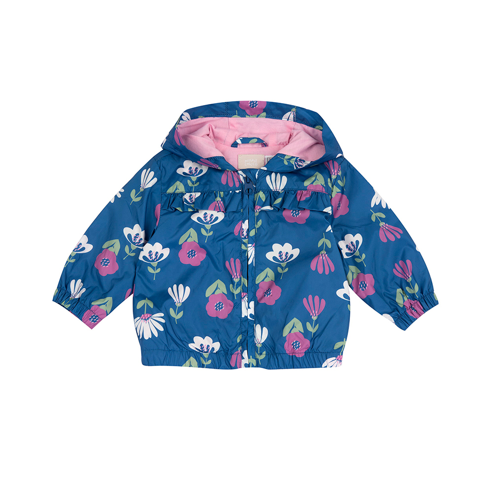 英倫花園-滿版花朵連帽防風外套 C