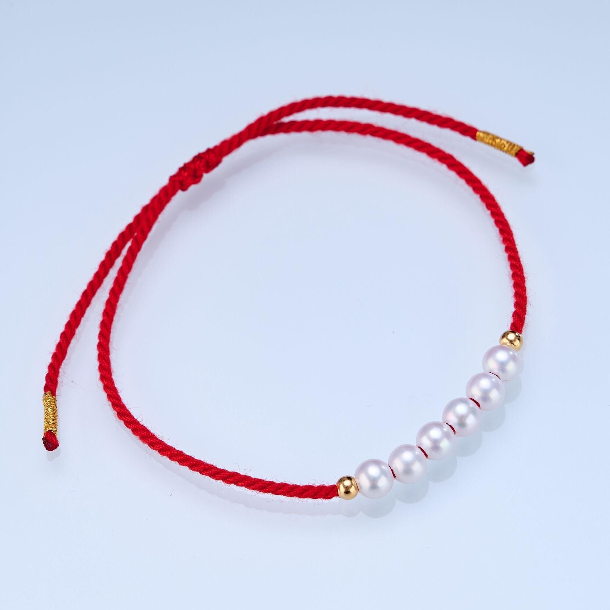 0421sz27-SZHK-PEARL-淡水紅繩微笑手鏈(B31)