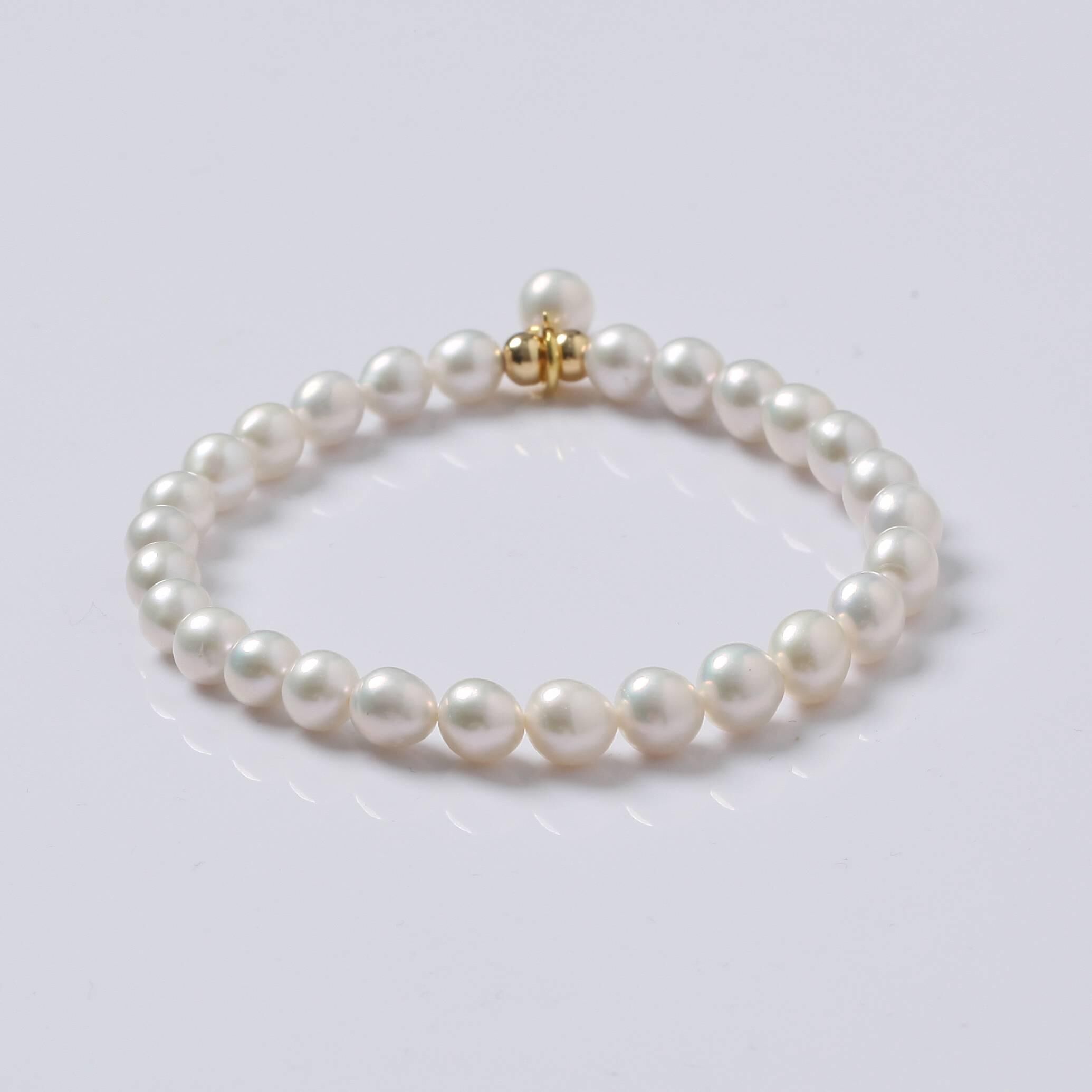 0421sz23-SZHK-PEARL-淡水小提溜彈力手鏈(B27)