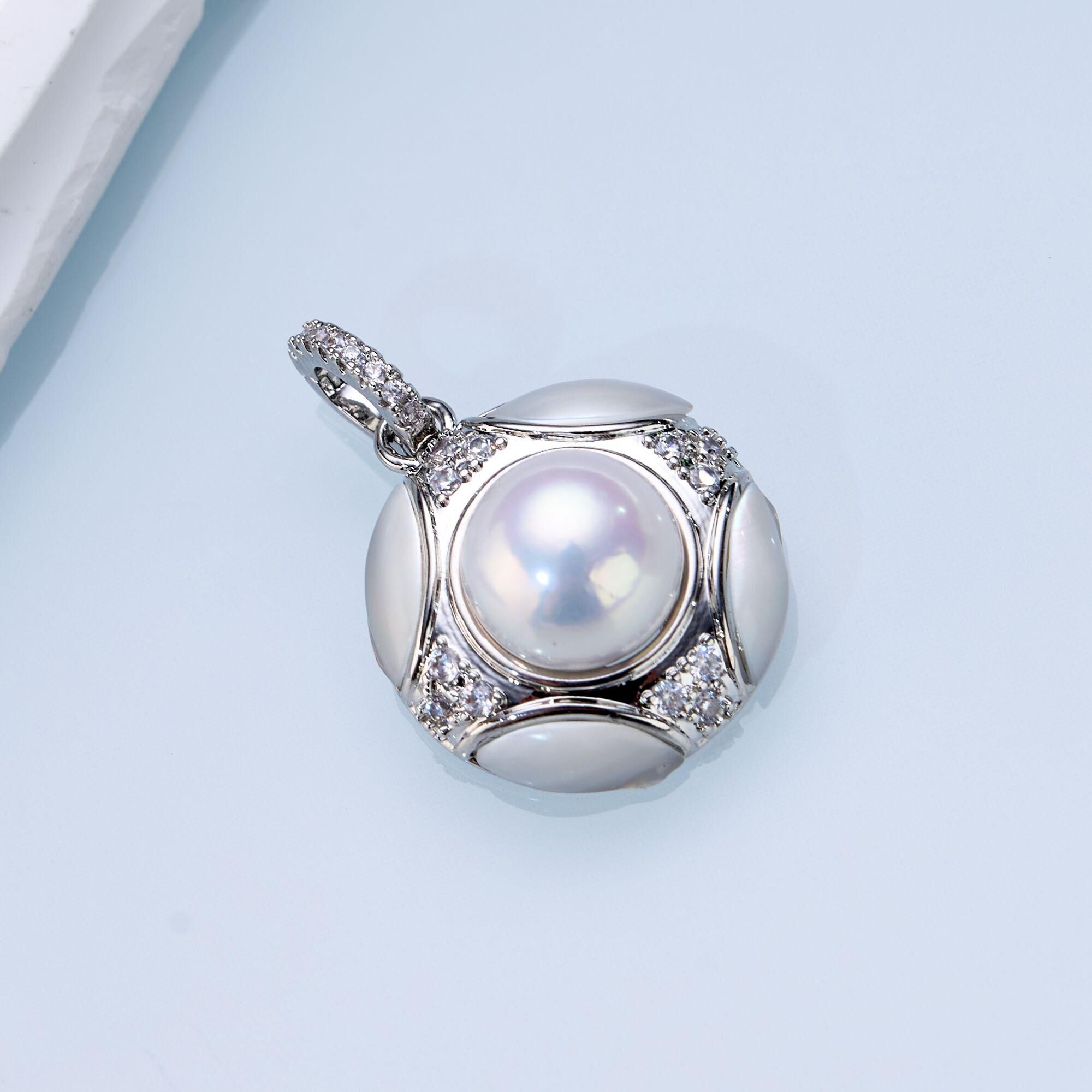 0421sz19-SZHK-PEARL-淡水圓形貝母萬能扣【不含鏈】(B22)