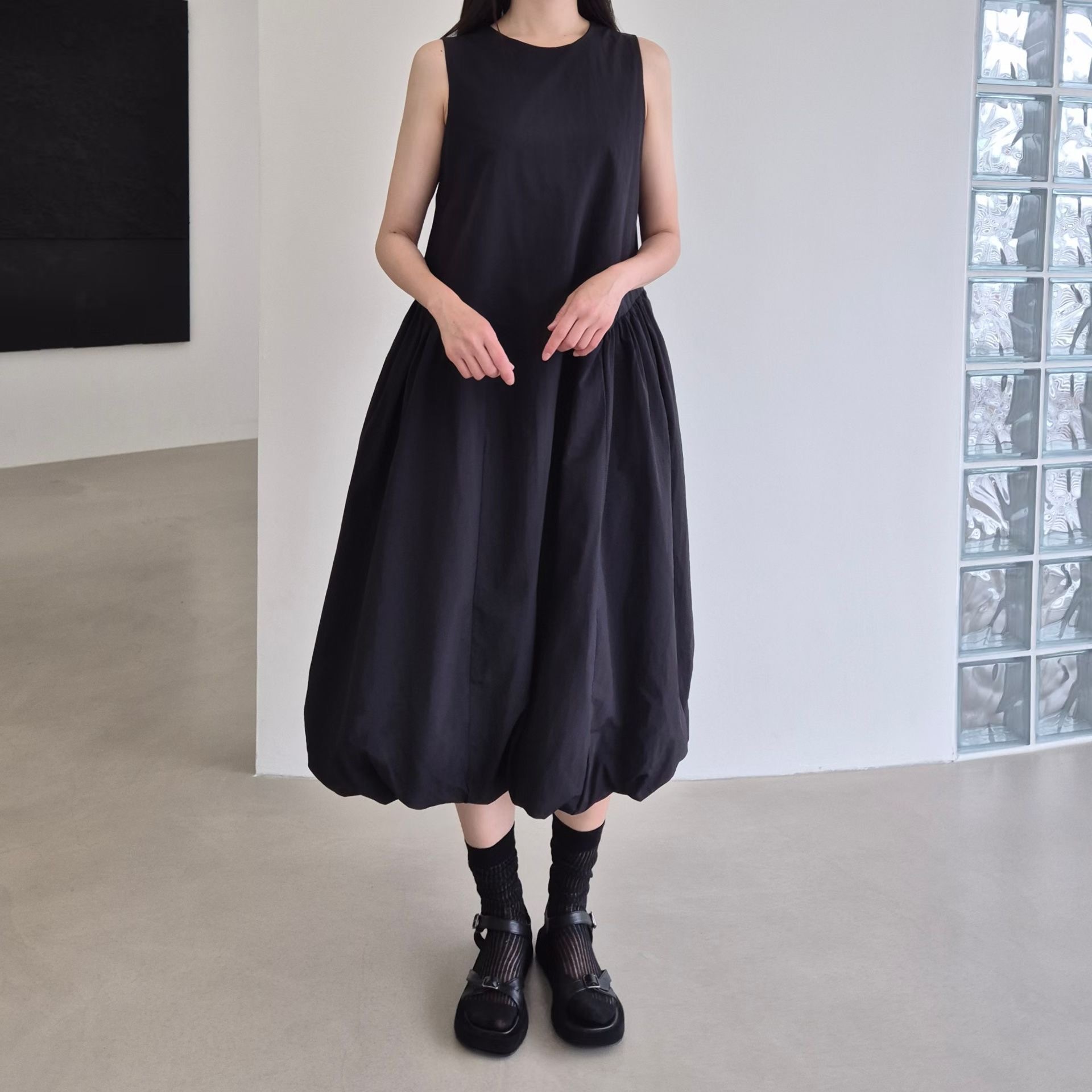 風褸料泡泡背心裙