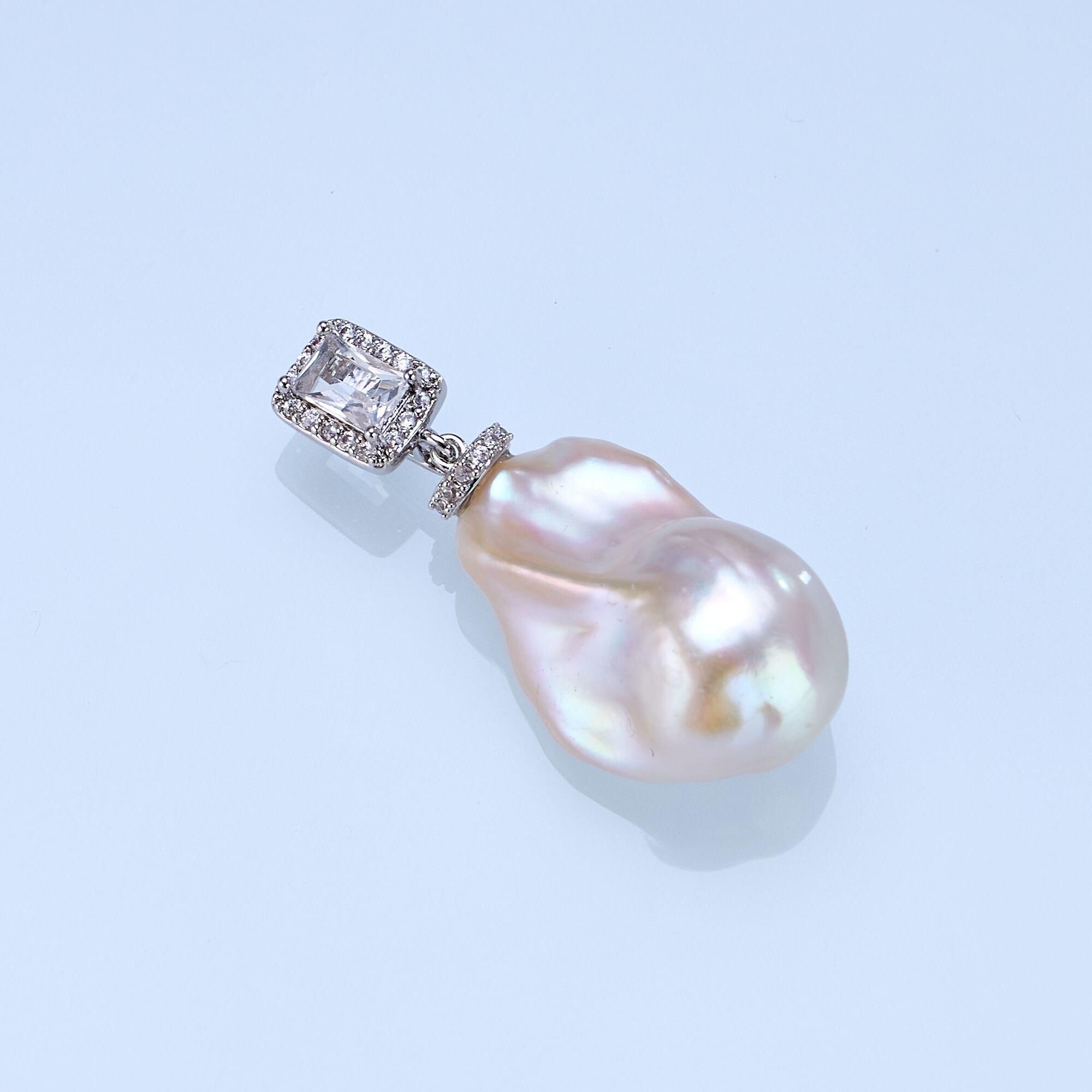 0421sz14-SZHK-PEARL-淡水冰糖萬能扣吊墜+鏈(B16)