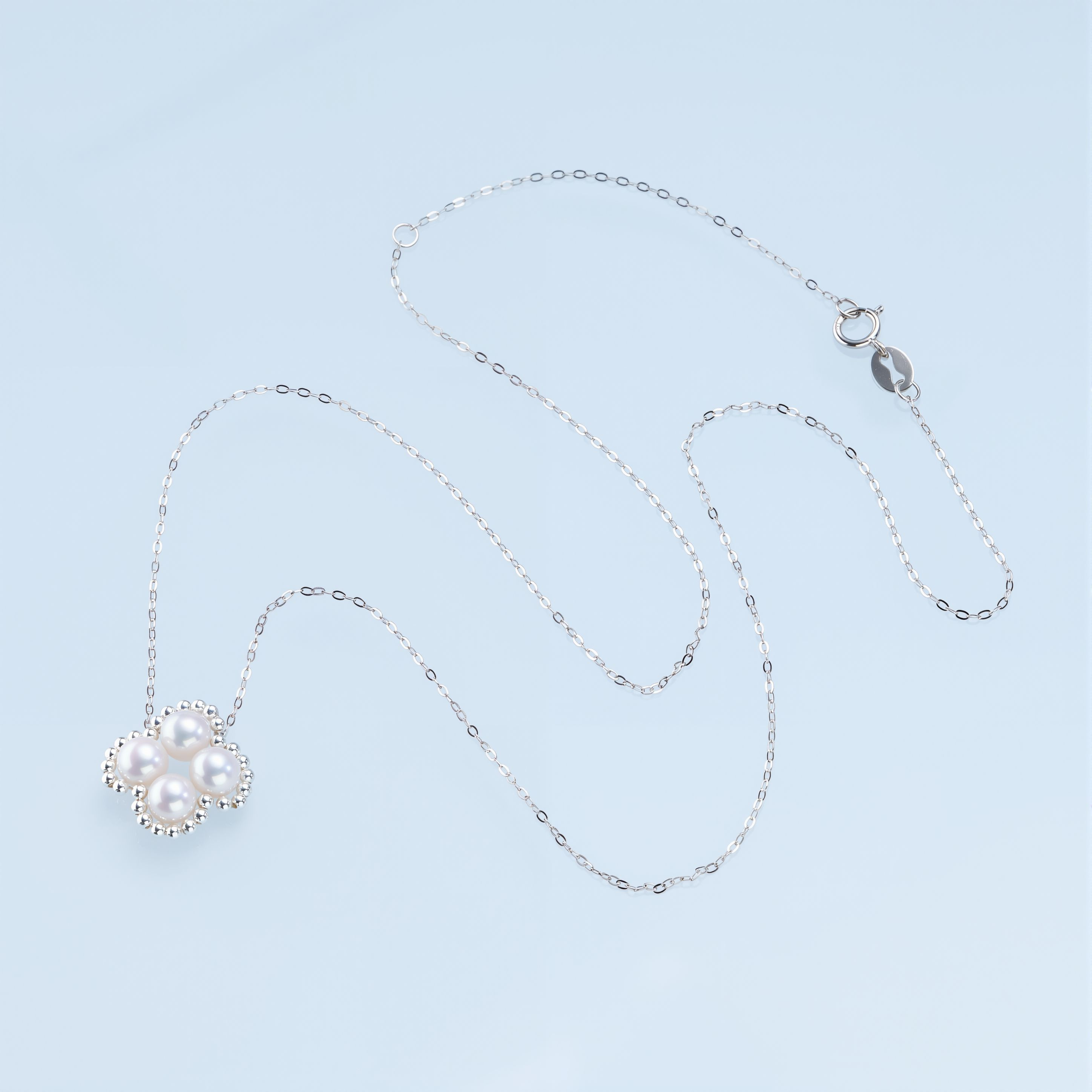 0421sz13-SZHK-PEARL-淡水銀豆四葉草套鏈(B15)