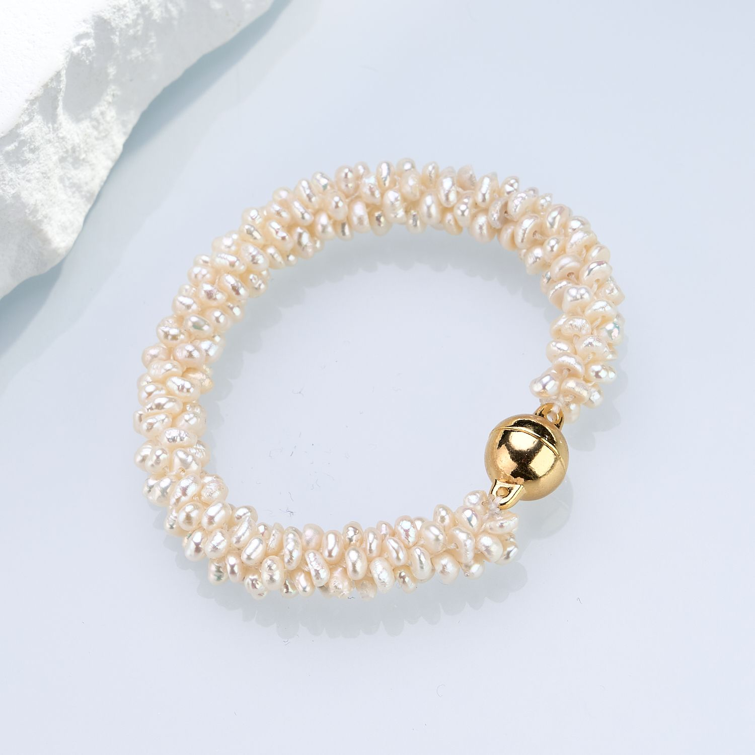 0421sz28-SZHK-PEARL-淡水輕奢編制手鏈(B32)