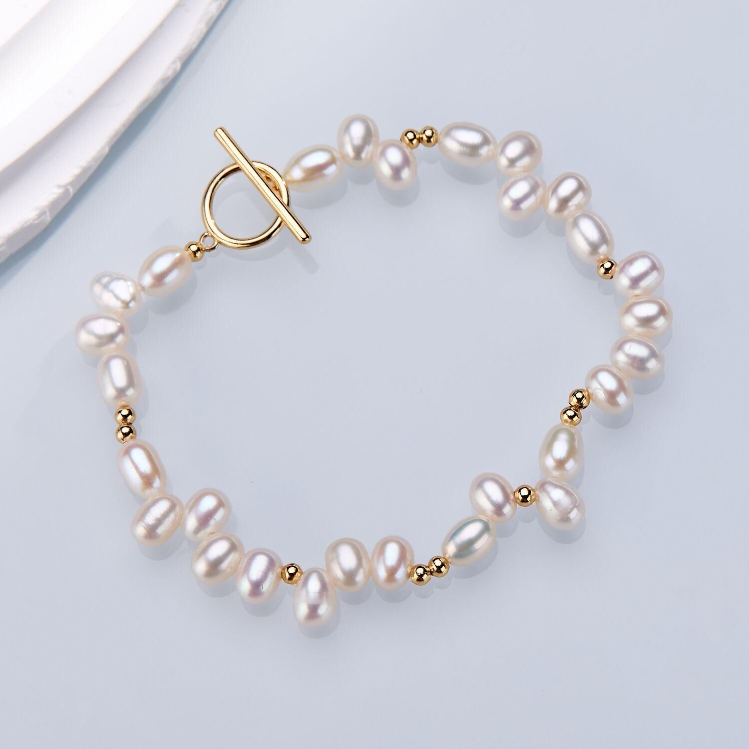 0421sz30-SZHK-PEARL-淡水OT扣月痕手鏈(B34)