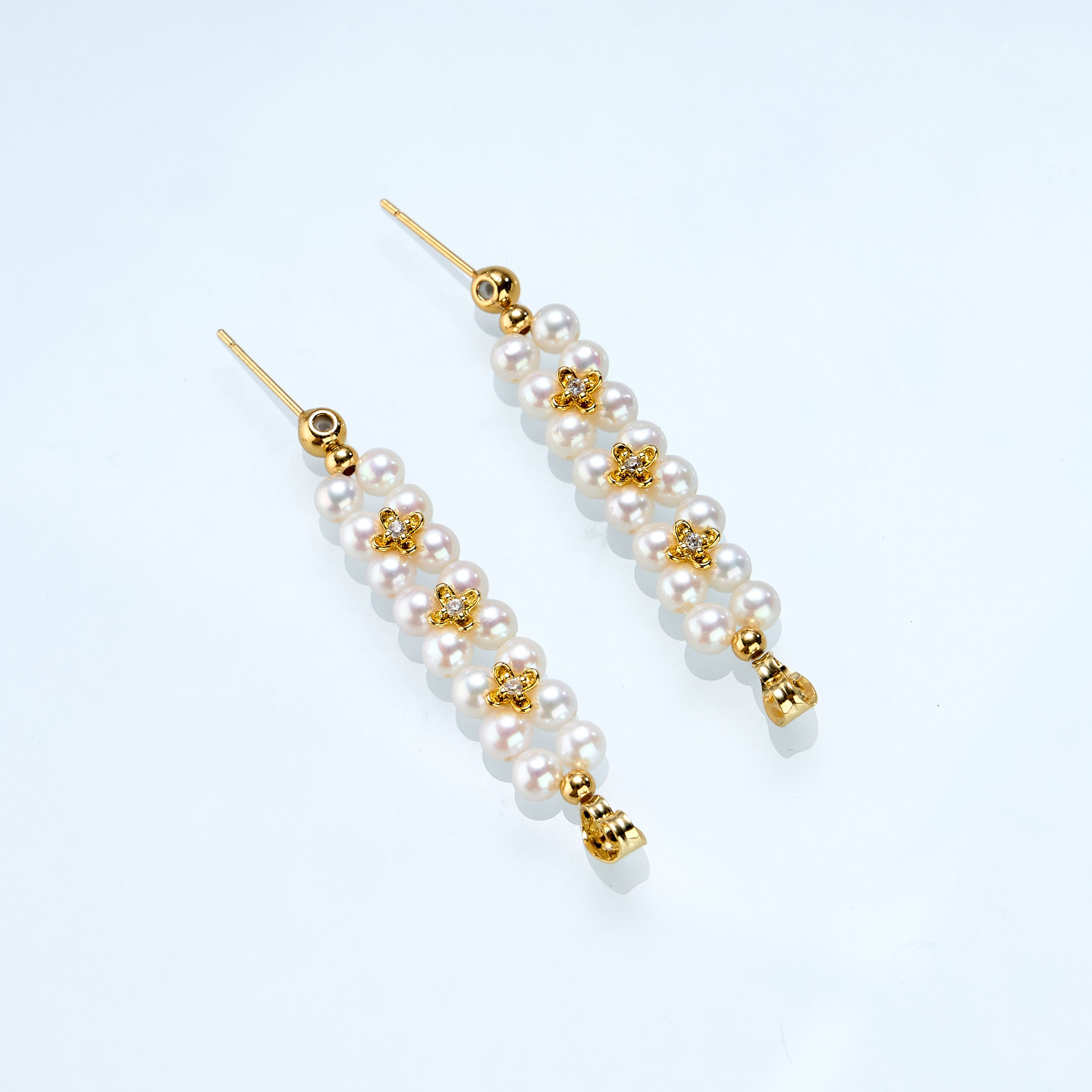 0421sz36-SZHK-PEARL-淡水U型桂花耳釘(B41)