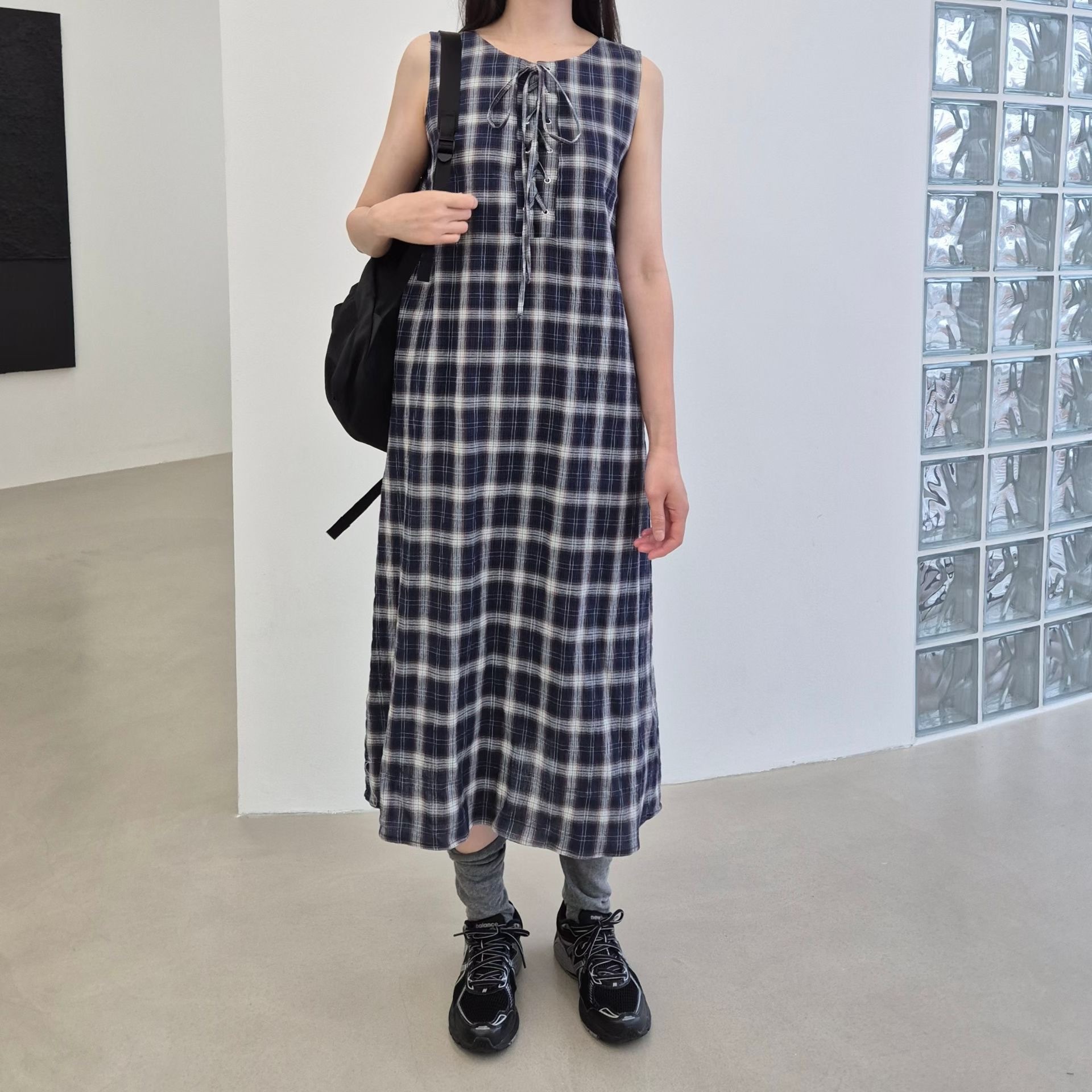 綁帶格仔直身裙