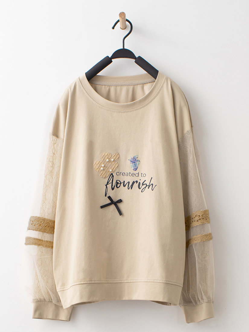 蕾絲雙層拼接日系上衣