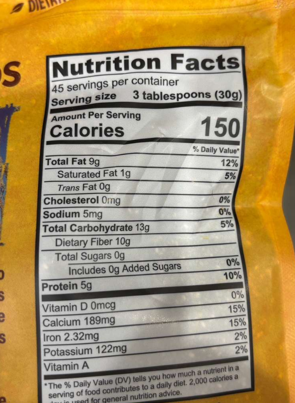 YN145 Mayorga 奇亞籽3LB EXP:2028.04