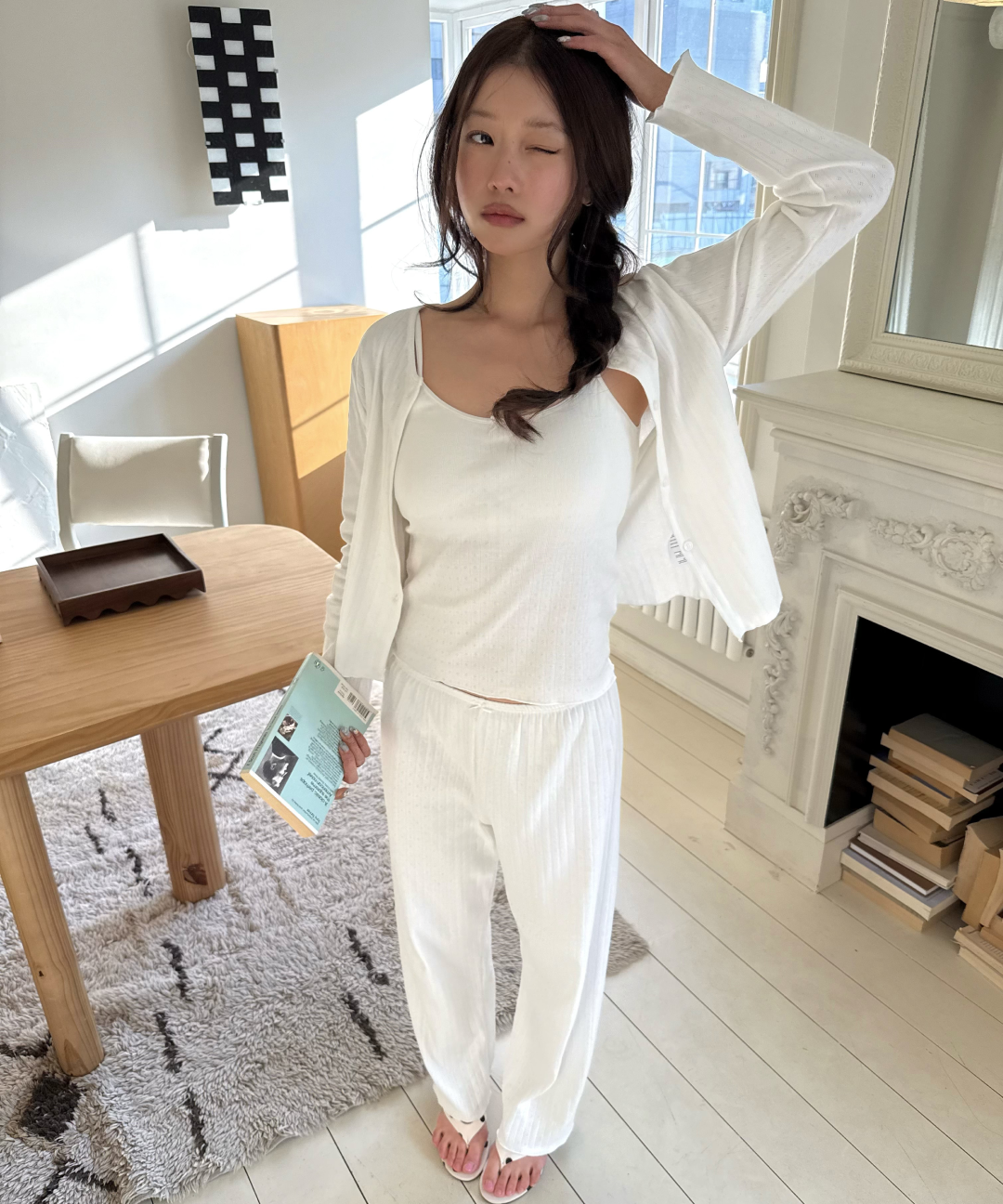 VERISH 棉質睡衣開衫長褲套裝