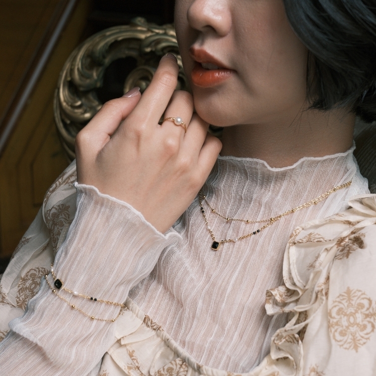 舊夢之海 手鏈 綠松石 勇氣 黑瑪瑙 安定 珍珠母貝 溫柔 天然珍珠 鈦鋼手鍊