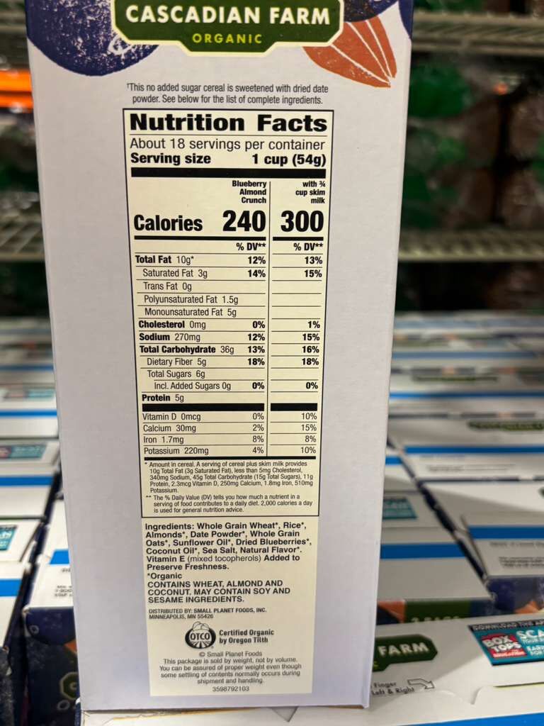 YN147 Cascadian Farm 無糖穀物+藍莓乾2.12LB EXP:2027.01