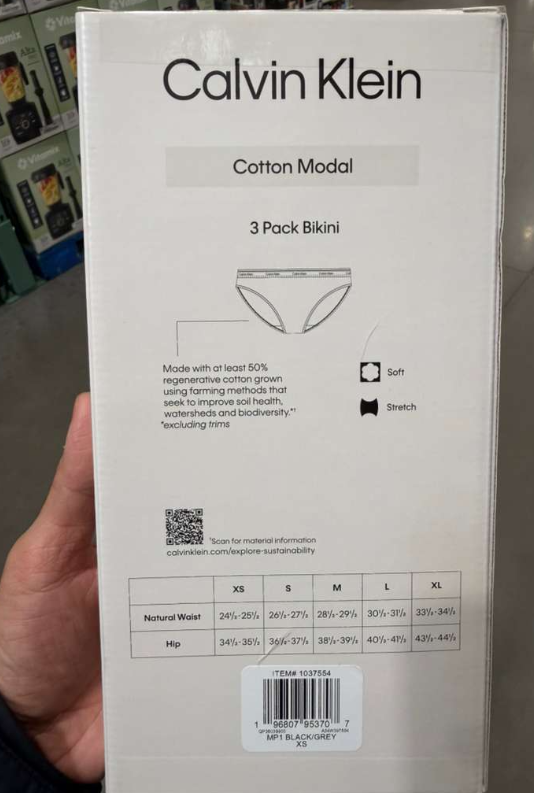 YN150 Calvin Klein 女士三角內褲3條裝(黑白灰色各一條)