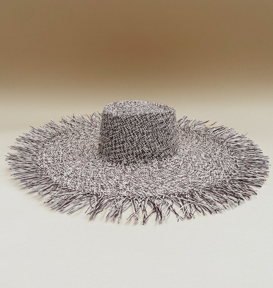 1VP0419-004 [VAN PALMA] Aurora Straw Hat Natural-Black #AURORA-NATURAL-BLACK (EU)