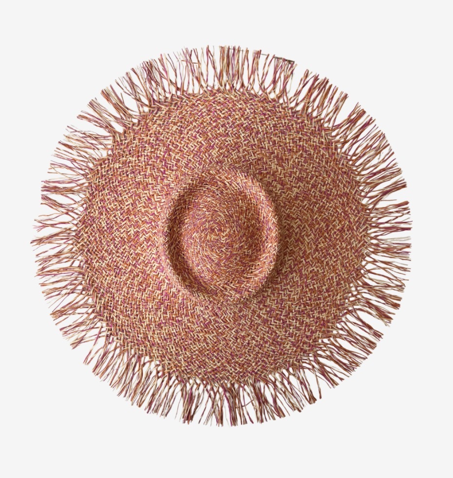 1VP0419-005 [VAN PALMA] Aurora Straw Hat Fuschia-Apricot #AURORA-FUSCHIA-APRICOT (EU)