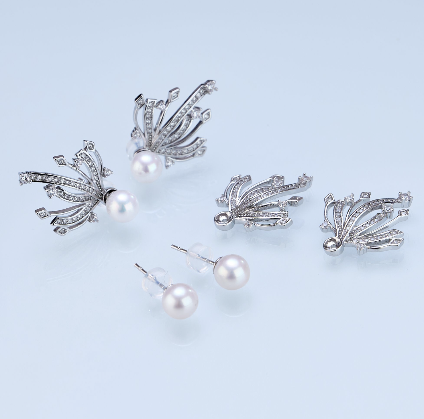 0421sz39-SZHK-PEARL-淡水兩戴煙花耳釘(B44)