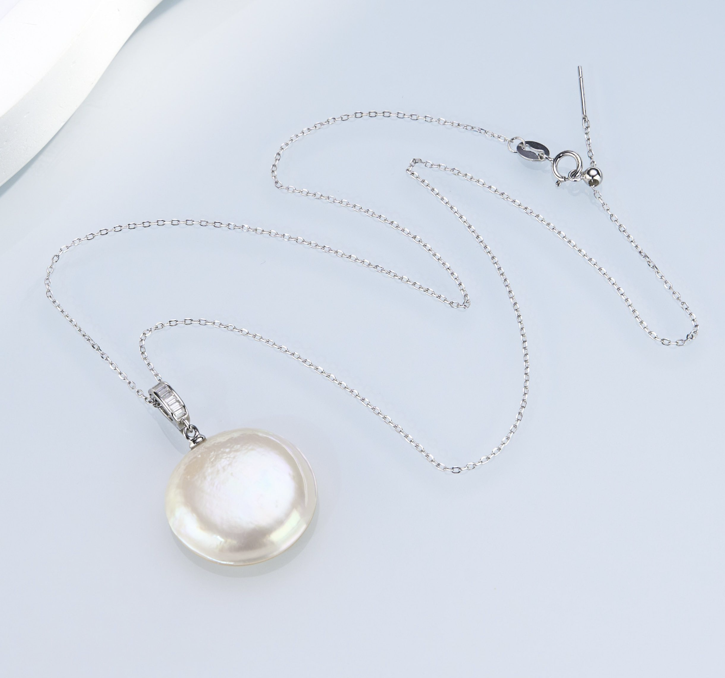 0421sz46-SZHK-PEARL-海水馬貝萬能扣吊墜+鏈(B52)