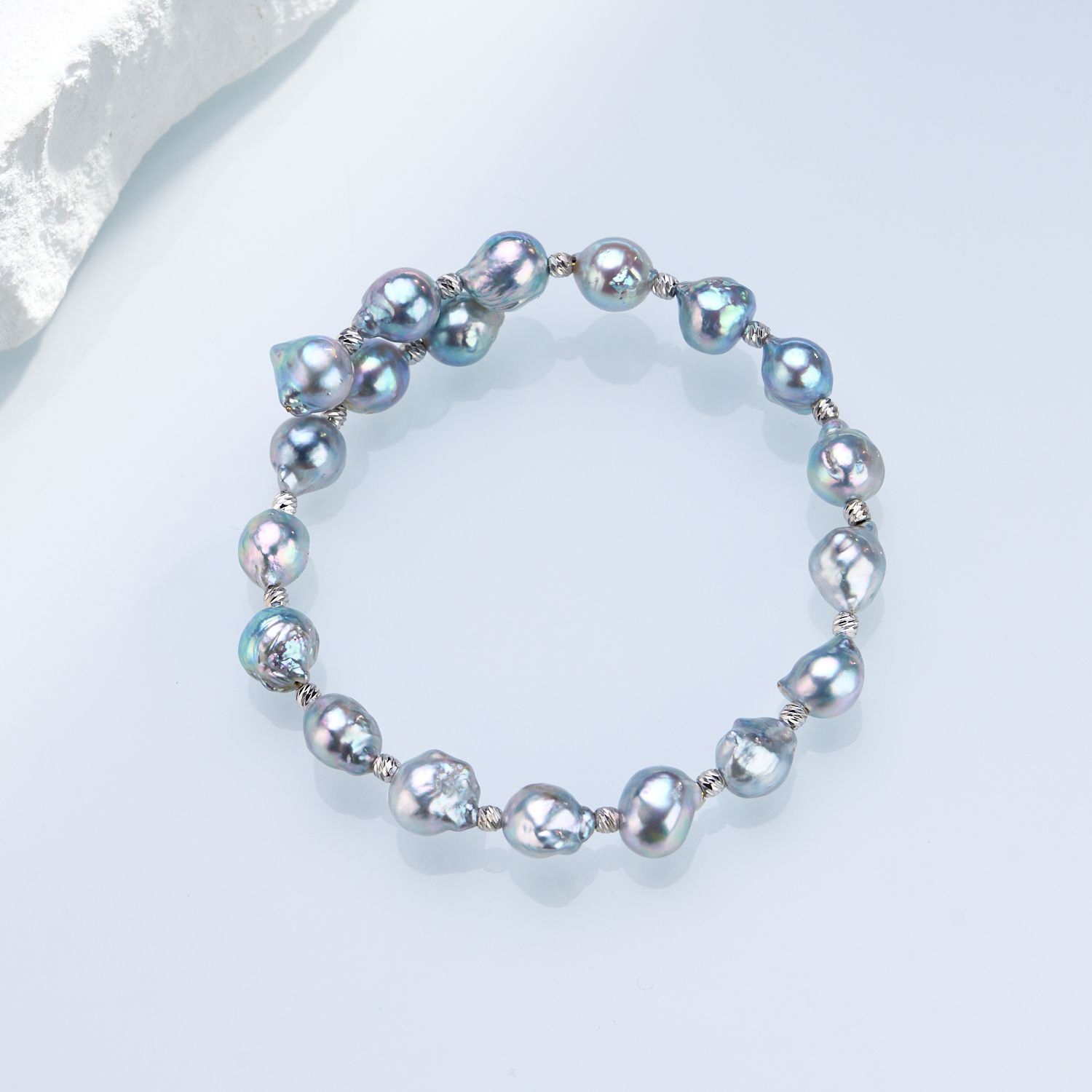 0421sz63-SZHK-PEARL-海水真多麻巴洛克記憶手鐲(A14)