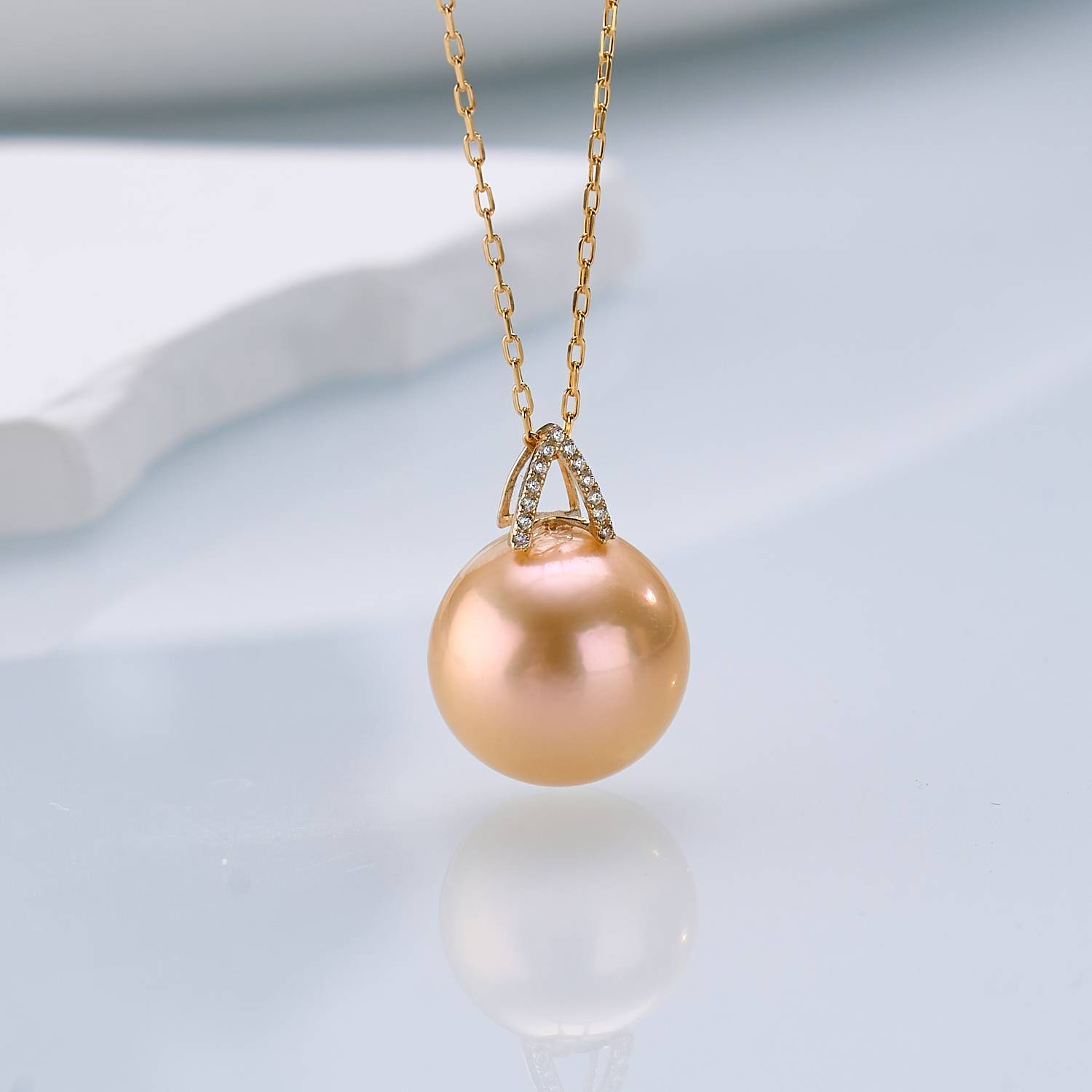 0421sz71-SZHK-PEARL-淡水奶油金熱巴吊墜+卡鏈(A22)