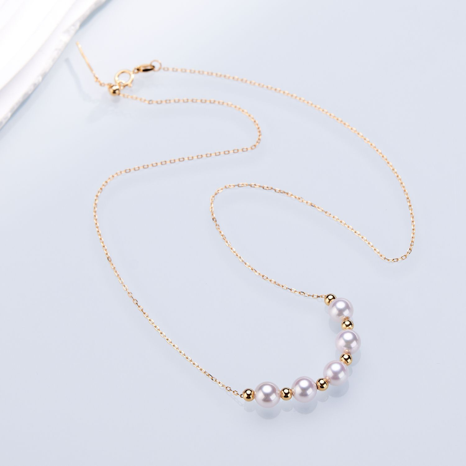 0421sz78-SZHK-PEARL-海水AKOYA五珠微笑項鏈(A29)