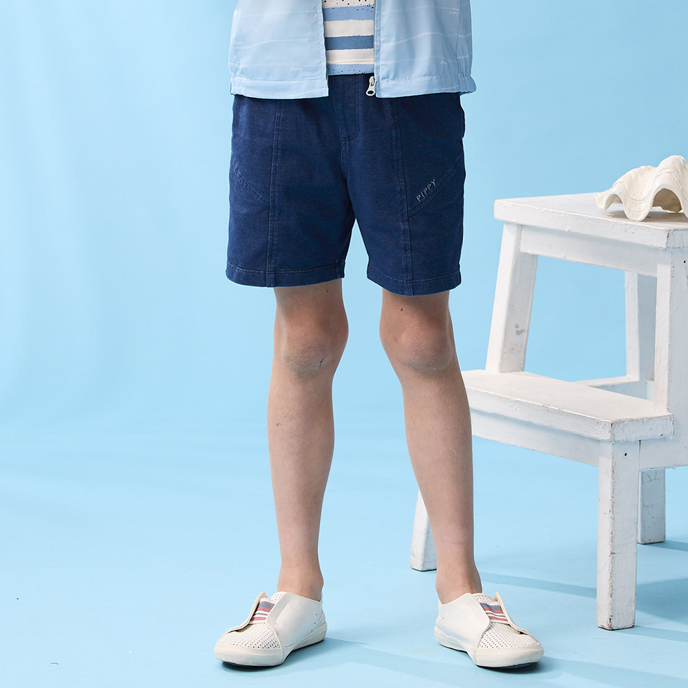 PIPPY 帥氣仿牛仔舒適天絲棉短褲 藍