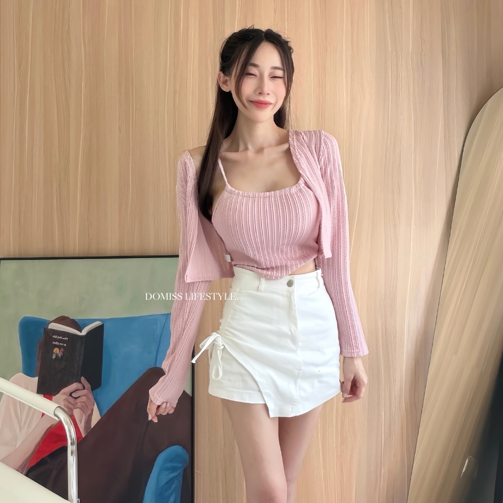 【約會必備】DOMISS自製-設計感掛脖背心+外套兩件套 性感 約會套裝(現+預)