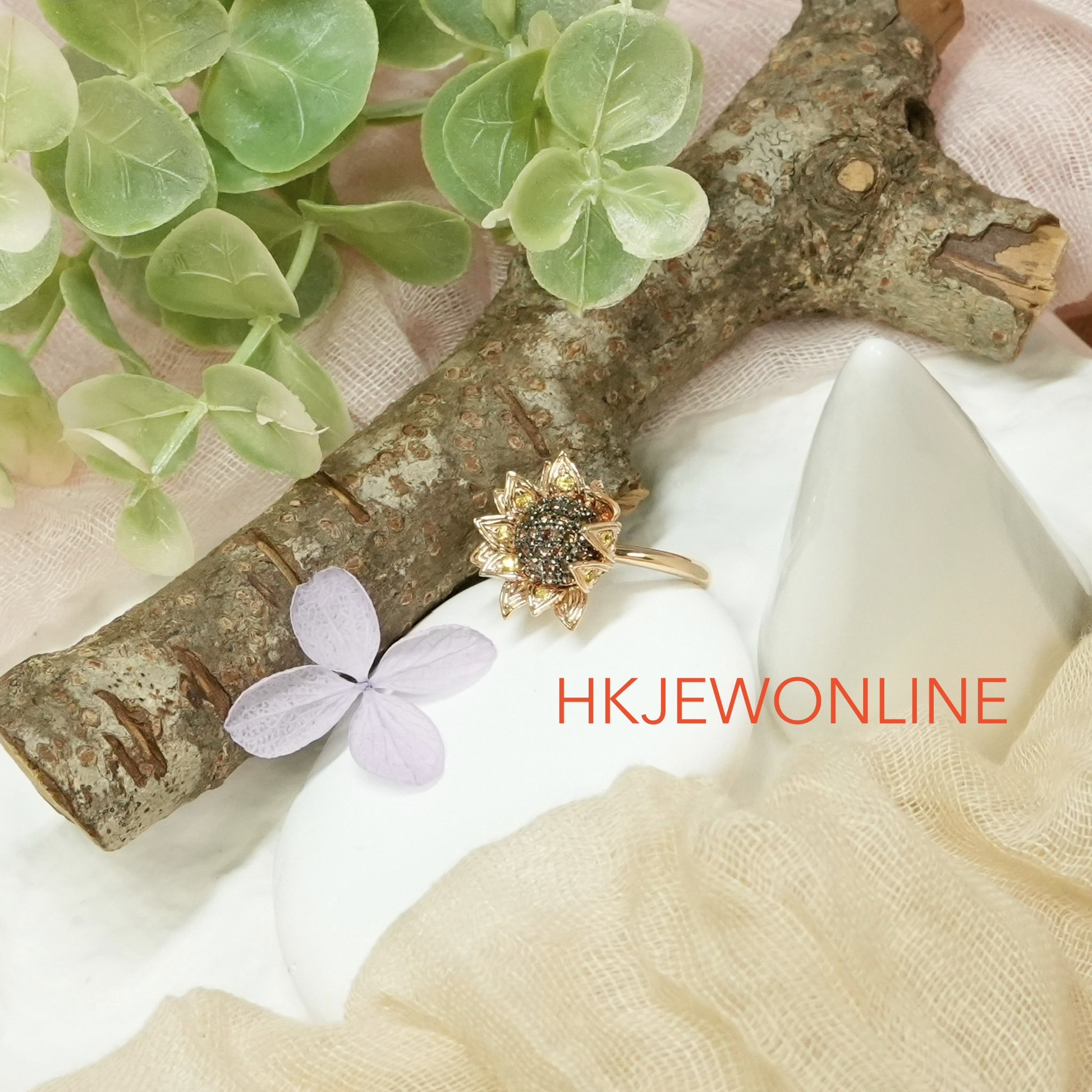 18K ROSE GOLD BROWN DIAMOND AND YELLOW SAPPHIRE SUNFLOWER COLLECTION （EARRINGS/ RING）