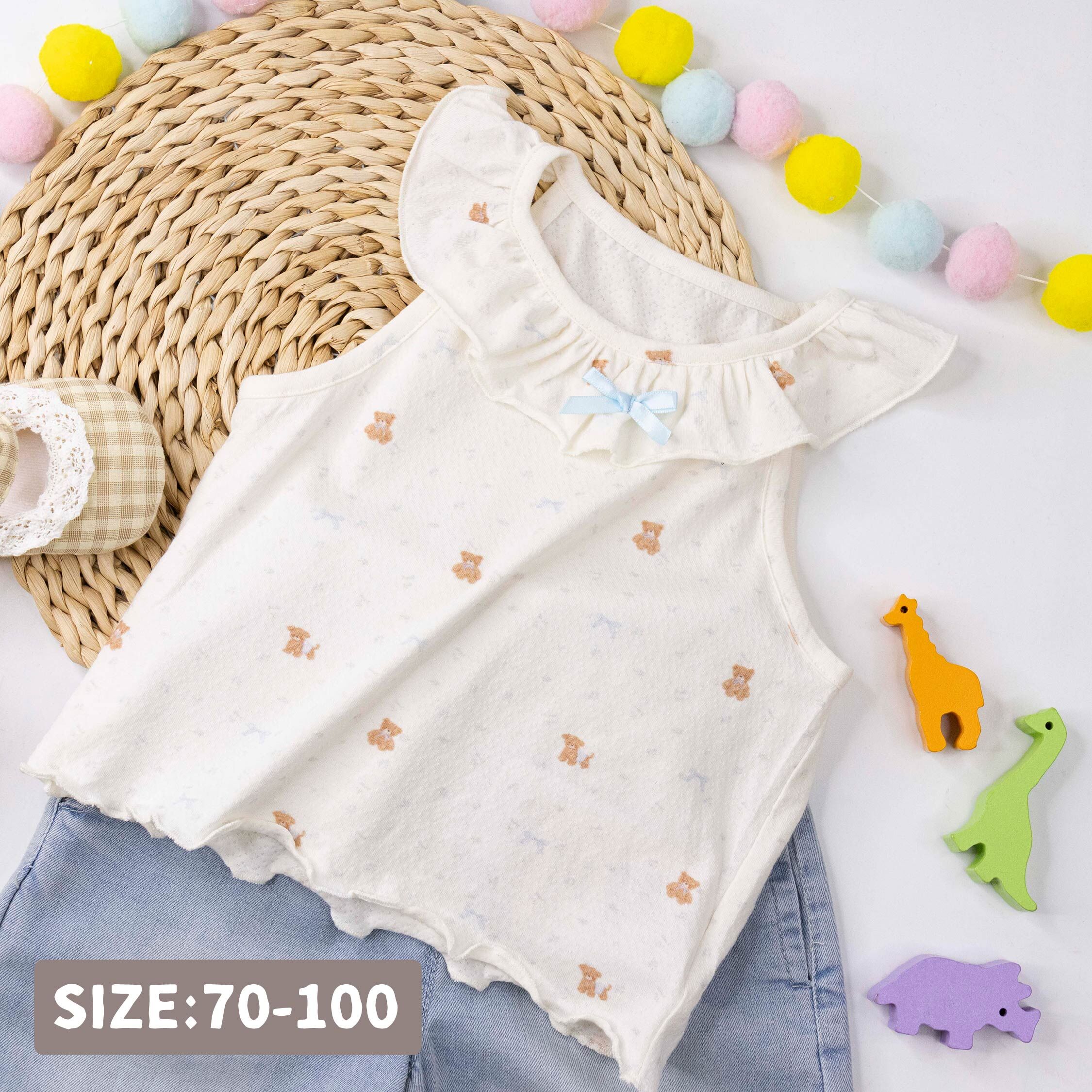 熊熊&狗狗荷葉領背心/上衣 (H60067)