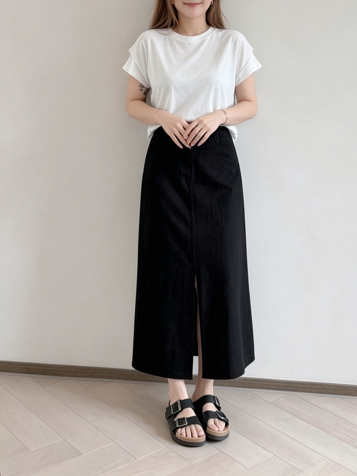 預訂 7444 Maxi Denim Skirt in Black