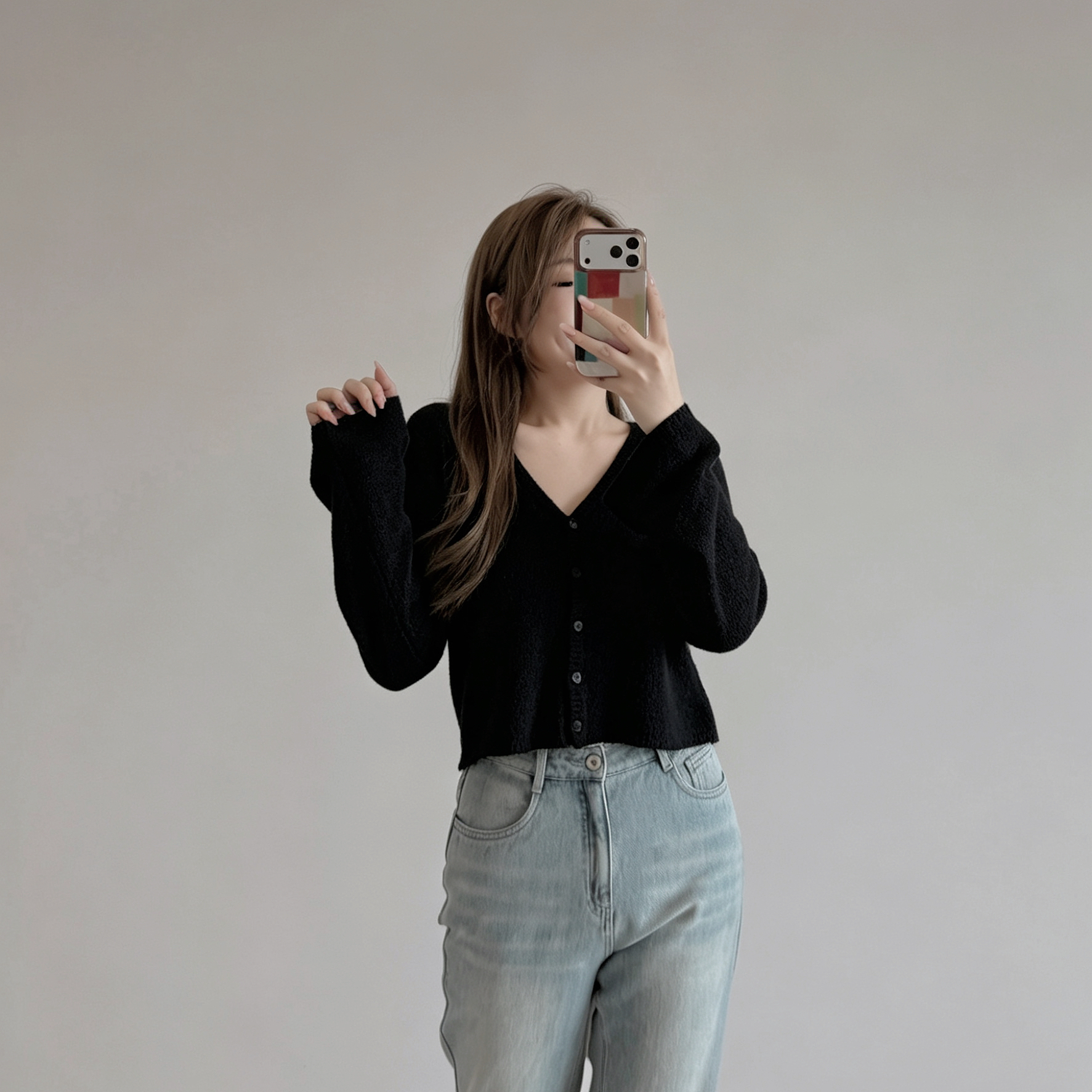 預訂 7419 黑色針織短版上衣