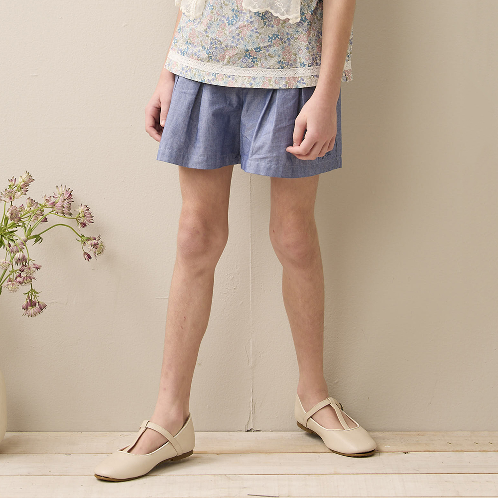 PIPPY百搭純棉典雅休閒褲裙 藍