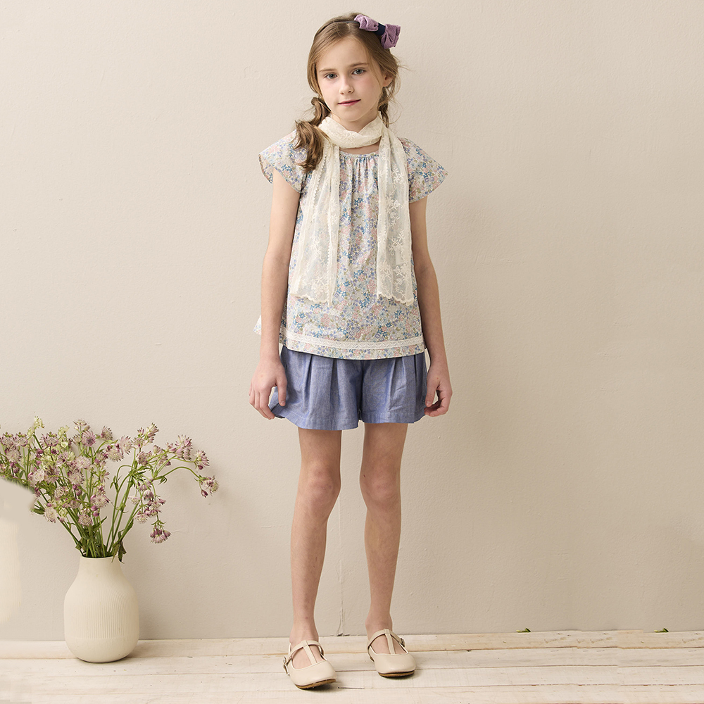 PIPPY百搭純棉典雅休閒褲裙 藍