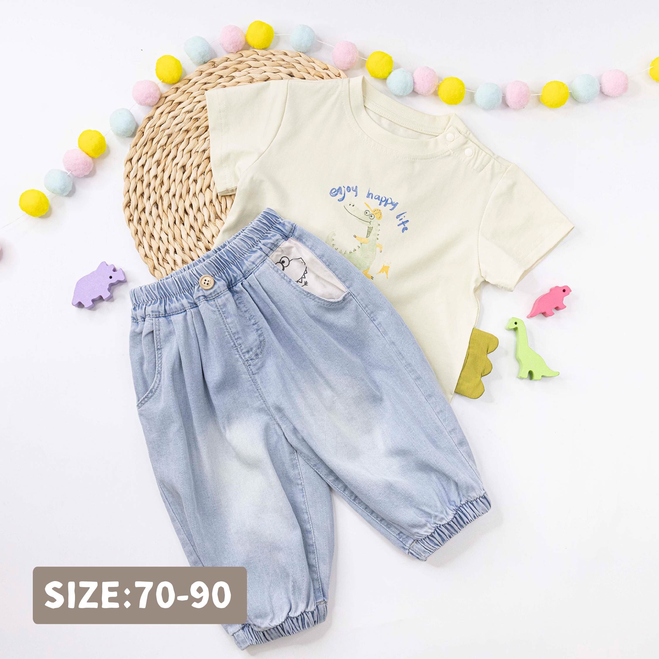 逗趣鱷魚塗鴉縮口褲 (H60046)