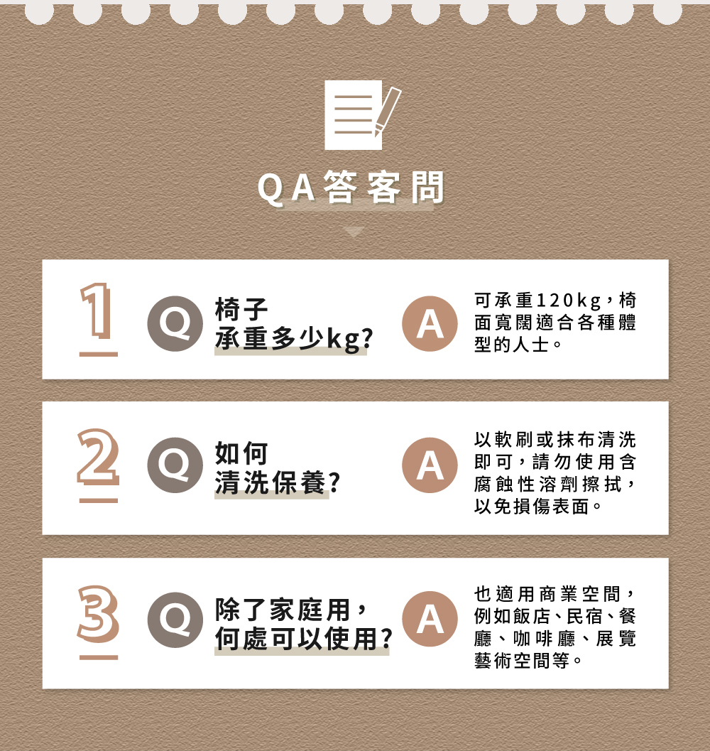 企鵝椅常見QA說明，承重120kg，除了家庭也適合飯店、民宿、餐廳、咖啡廳、展覽藝術空間等商業空間