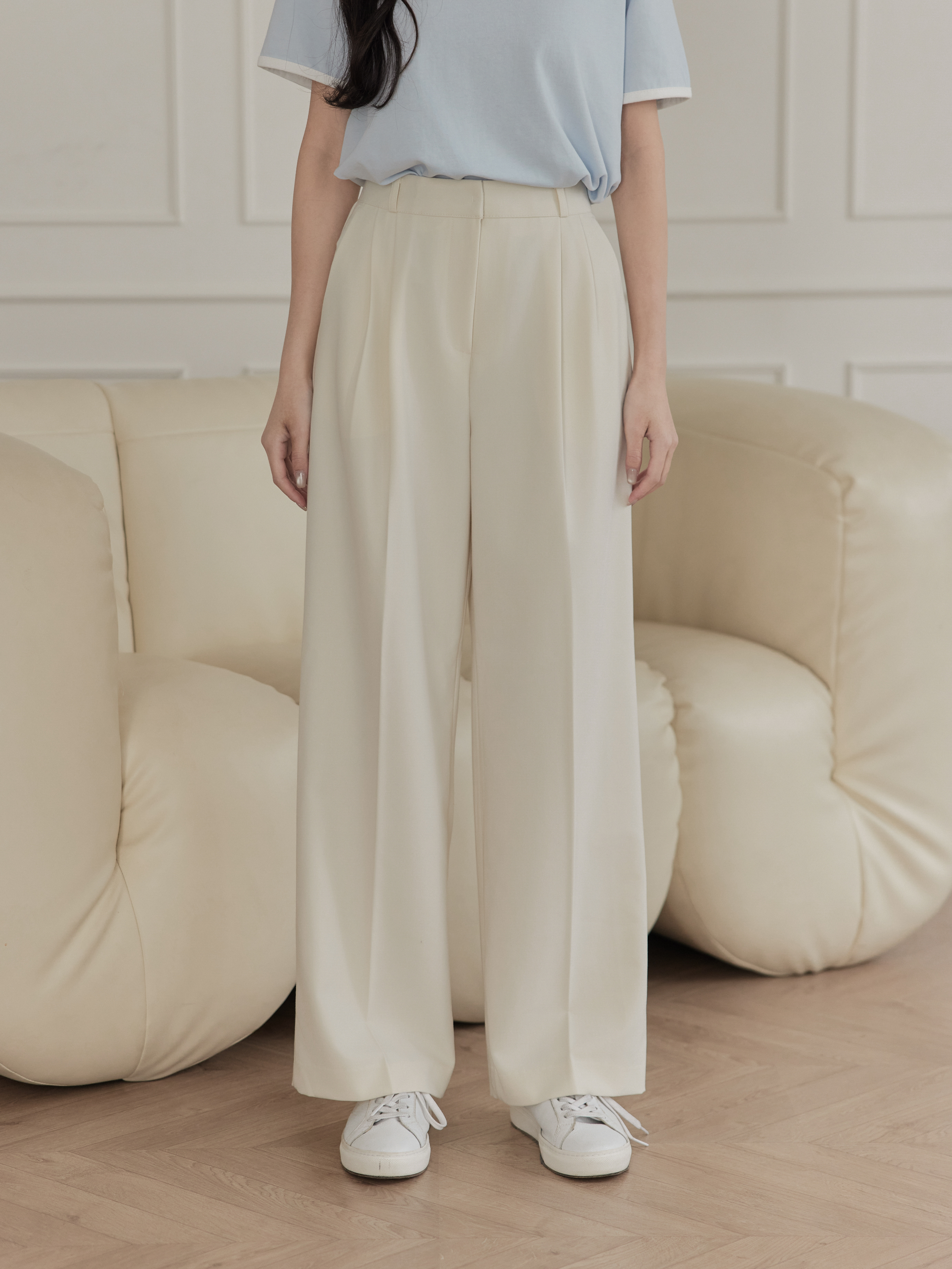 高腰俐落修身通勤西褲